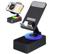 Haut-parleur à induction - structure compacte à émission de résonance finition noir argent, unité d'extension audio en support pour smartphone, assistant à l'écoute avec angle règle