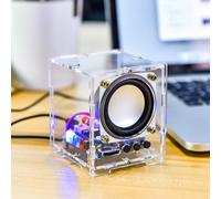 Haut-parleur Bluetooth amplificateur de puissance haut-parleur 2 pouces, boîtier transparent lumière LED, kit de composants électroniques à faire soi-même