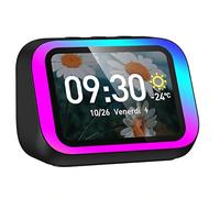 Haut-parleur Bluetooth avec écran 4" - Smart Speaker avec assistant vocal, appels, musique, météo, calendrier, réveil, horloge mondiale, effets d'éclairage, recherche de téléphone, appareil photo à