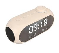 Haut-Parleur Bluetooth avec Horloge, Radio-Réveil FM, éclairage Rvb, Basses Fortes, Affichage de la Température et de L'heure, Réveil (Blanc)