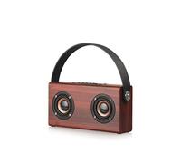 Haut Parleur Bluetooth Enceinte Stéréo 2 X 5 W Radio Fm Kit Mains Libres Bois YONIS