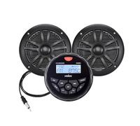 Haut-parleur Bluetooth étanche 2 x 6,5" - Noir - Récepteur avec radio DAB+/AM/FM - Streaming de musique sur bateaux, carts de golf, VTT, UTV et Spa (DAB+)