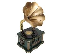 Haut-Parleur Bluetooth Gramophone Vintage, Haut-Parleur en Bois BT5.0 Rechargeable USB C, Mini Haut-Parleur sans Fil Phonographe Rétro avec Fonction FM (Vert)