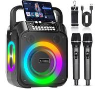 Haut-parleur Bluetooth Machine Karaoké 6000mAh Portable - 2 micros sans fil, TWS Stéréo Bass Boost