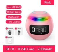 Haut-parleur Bluetooth portable LED,caisson de basses sans fil,réveil,haut-parleurs extérieurs,Boombox,TF,haut-parleur stéréo,boîte à musique - Type Pink Upgrade