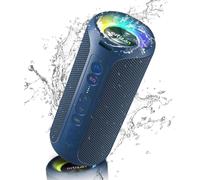 Haut-parleur Bluetooth portable Ortizan X8 Pro avec son stéréo 40 W, basses riches, étanche IPX7, autonomie 30 heures, lumières de couleurs mélangées, 3 EQ-Bleu