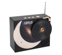 Haut-Parleur Bluetooth rétro avec Affichage de l'horloge, réveil numérique, Radio FM, lumière ambiante, Son Surround 360, 5 W, BT 5.3, Batterie 1200 mAh, Lecture 5 Heures, Noir
