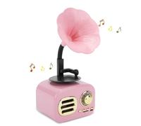 Haut-Parleur Bluetooth Rétro en Forme de Phonographe, Mini Gramophone Vintage, Lecteur de Musique pour Décor de Chambre à Coucher (Rose)