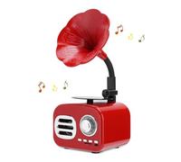Haut-Parleur Bluetooth Rétro, Haut-Parleur de Haut-Parleur Bluetooth de Forme de Phonographe Mini Gramophone, Décor de Chambre à Coucher à la Maison Vintage, Lecteur de Musique Rétro(Rouge)