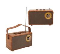 Haut-Parleur Bluetooth Rétro Portable, Mini Radio à Grain de Bois, Son Stéréo HiFi Design BT 5.1 USB Rechargeable, Haut-Parleur Bluetooth Radio Vintage
