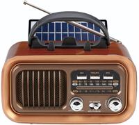 Haut-Parleur Bluetooth Rétro, Radio Vintage Fm Am Sw Avec Style Classique À L'Ancienne, Charge Solaire, Volume Fort, Carte Tf Et Lecteur Mp3 (Gold)