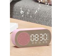 Haut-Parleur Bluetooth Sans Fil,Horloge Subwoofer Puissante Multifonctionnelle,Mini Réveil Intelligent Ai,Haut-Parleur.Pink.