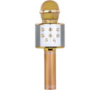 Haut-parleur Bluetooth sans fil, microphone à main, microphone à touches multifonctions, deux haut-parleurs, or