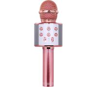 Haut-parleur Bluetooth sans fil, microphone à main, microphone à touches multifonctions, double haut-parleur, or rose