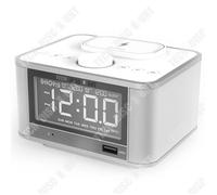 Haut-parleur Bluetooth TECH DISCOUNT - Charge sans fil - Réveil horloge stéréo - 2 haut-parleurs - Gris