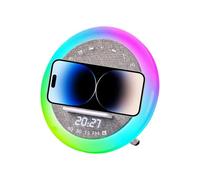 Haut-parleur Bluetooths avec écran LED - Réveil fonctionnel, minuterie, chargeur sans fil | Aide au sommeil à bruit blanc, conception compacte, utilisation pratique pour la maison, le bureau, la chamb