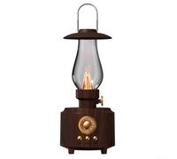 Haut-parleur BT de bureau compact et portable avec style rétro de lampe à kérosène, diffusion sans fil et lumière ambiante pour les activités de plein air (grain de bois)
