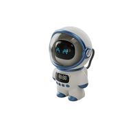 Haut-Parleur D'Astronaute Intelligent Audio Interactif Stéréo Portable avec Support de Réveil TF/FM Horloge de Table Blanc