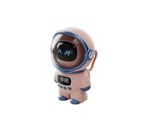 Haut-Parleur D'Astronaute Intelligent, Stéréo Portable, Audio Interactif avec Support de Réveil, Horloge de Table TF/FM Rose