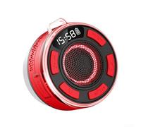 Haut-parleur de douche étanche IPX7 avec lumières RVB, son surround à 360°, radio FM et ventouse amovible, haut-parleur portable 1100 mAh pour salle de bain, piscine, fête (noir) (rouge)