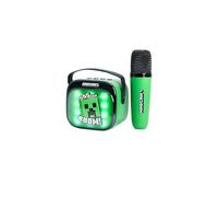 OTL Technologies Mini haut-parleur de karaoké Minecraft – LED, Bluetooth sans fil, micro – Vert