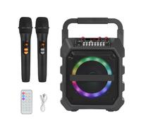 Haut-Parleur de karaoké Portable BT système Audio Tout-en-Un avec 2 Microphones amplificateur télécommande et lumières RGB connectivité 5 0 sans Fil autonomie Batterie prolongée