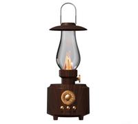 Haut-parleur de style rétro avec lampe à kérosène, portable et sans fil pour le camping en plein air et la création d'une atmosphère chaleureuse (grain de bois)
