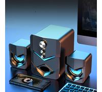 Haut-parleur d'ordinateur 3 en 1 Haut-parleur 2.1 canaux USB 3,5mm Filaire Bluetooth Ordinateur PC Stéréo Haut-parleur de bureau Subwoofer, avec Bluetooth