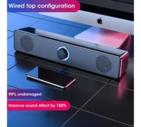 Haut-parleur d'ordinateur 4D Surround Soundbar Bluetooth Speaker5.0 Haut-parleur filaire Subwoofer stéréo Barre de son pour ordinateur portable PC Gamer, version filaire
