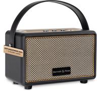 Bennett & Ross BB-820BK Blackmore Junior - Haut-Parleur Bluetooth rétro en Cuir avec accu 5200 mAh - Haut-Parleur Vintage avec 20W - Entrée MicroSD avec Lecteur MP3 - Aux-in - Enceinte Noir