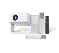 Haut-parleur et projecteur Karaoke 3 en 1 : projecteur intelligent LERMAYAL avec WiFi et Bluetooth, natif 1080p, mise au point électrique, Keystone et prise en charge 4K (blanc)