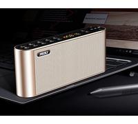 Haut-parleur FM compatible Bluetooth sans fil mains libres Pocket Audio U Disk haut-parleurs Subwoofer HiFi LED Display avec micro pour la maison, or