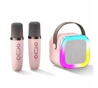 Haut-parleur karaoké sans fil Bluetooth Microphone K12 Home KTV Karaoké Machine RVB Lumière Portable Mini Haut-parleur Bluetooth (Rose)