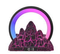 Haut-parleur Léger Décoratif Flammes Uniques De Table Montagne Lampes Table Avec Chargeur Sans Fil Et Horloge Parfait Pour Les Flammes D'enfant Le Haut-parleur Montagne