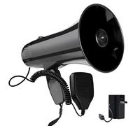 Haut-parleur mégaphone 35 W avec enregistrement vocal intégré | Mégaphone puissant avec micro et sangle amovibles | Portée jusqu'à 300 mètres pour les activités en intérieur et en extérieur - Noir