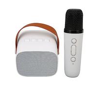 Haut-Parleur Microphone Ensemble Portable karaoké Machine Volume Réglable 6 Effets Sonores HD Stéréo Rétro Stable pour Adultes pour la Fête (Blanc)
