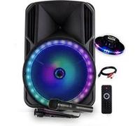 Haut-parleur Party sound sono DJ KARAOKE 800W Batterie Disco Mobile 15" à LED RGB USB/MICRO SD/BT/FM + 2 micros + OVNI