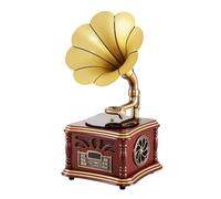 Haut-Parleur phonographe rétro Vintage, platines vinyles rétro à Double Haut-Parleur, Gramophone Bluetooth Lecteur de vinyles Charge Type C Son HiFi pour téléphones Mobiles