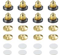 Haut-Parleur Pointes de Découplage, 8 Pièces Pieds Enceintes HiFi avec Base Pad Tapis, 16 Pièces Tampons adhésifs, Réglables en Hauteur, Support pour Lecteur CD, DVD, Audio Isolation, Noir