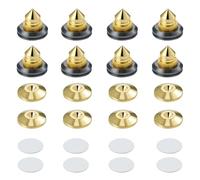 Haut-Parleur Pointes de Découplage, 8 Pièces Réglables en Hauteur, Or | Pieds Enceintes Hifi avec Base Pad Tapis, 16 Pièces Tampons adhésifs, Réglables en Hauteur, Support pour lecteur CD, DVD