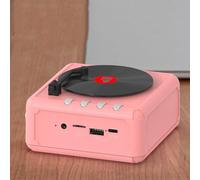 Haut-parleur rétro Bluetooth avec radio FM portable et lecteur CD intégré pour la maison, le bureau, décoration vintage (rose)