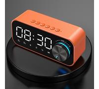 Haut-parleur sans fil Bluetooth Radio FM Boîte de son Réveil de bureau Subwoofer Lecteur de musique Carte TF Haut-parleur de basse Boom pour tous les téléphones,Orange- Speaker