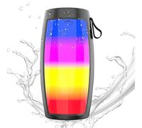 Haut-parleur sans fil coloré : mini haut-parleur de douche étanche avec lumières colorées, basses améliorées par caisson de basses, temps de jeu de 10 h, fonction de transmission et appel d'appels |