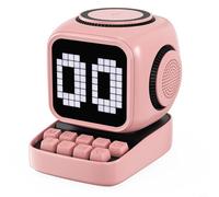 Haut-parleur sans fil rétro coloré avec 10 W riche so-und, charge magnétique sans fil 15 W, effets émoticônes activés au toucher (rose)