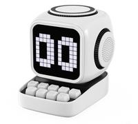 Haut-parleur sans fil rétro coloré avec 10 W riche so-und, charge magnétique sans fil 15 W, effets émoticônes activés au toucher (blanc)