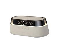 Haut-Parleur Stéréo 1800 MAh Batterie Prend en Charge 15 W Charge Sans Fil Affichage de L'Horloge Numérique Veilleuse Lampe de Bureau A