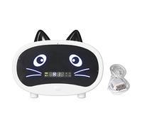 Haut-parleurs, 3 en 1 Mini Dessin animé Mignon Chat Oreille sans Fil Haut-Parleur Portable, Smart Desktop Sommeil Chevet Réveil Radio FM avec Température Double Réveil po (Blanc)