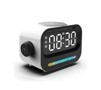 Haut-Parleurs 4-En-1 de Haute Qualité 15W LED RVB LumièRe RéVeil NuméRique TéLéPhone Portable Chargeur Sans Fil MagnéTique,B