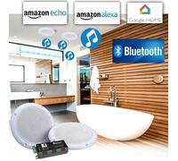 Haut-parleurs 80W plafond encastrable WATERPROOF Hifi amplifiée compatible Smartphone Google Home Bluetooth Amazon Alexa Echo
