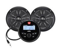Haut-parleurs Bluetooth stéréo étanches - 2 x 6,5 - Noir - Récepteur sur radio DAB+ pour streaming de musique sur bateaux, voitures de golf, ATV UTV et Spa (DAB+)